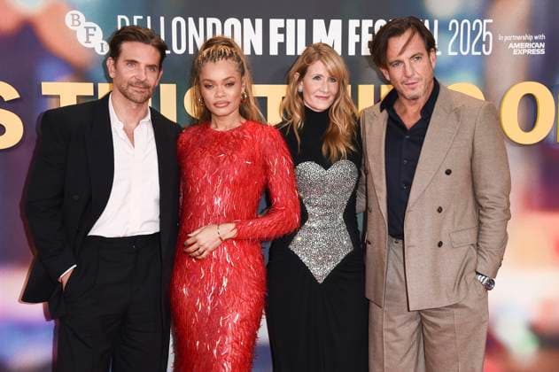 Bradley Cooper, Andra Day, Laura Dern und Will Arnett bei der Premiere des Kinofilms Is This Thing On? auf dem 69. BFI London Film Festival 2025 in der Royal Festival Hall. London, 14.10.2025