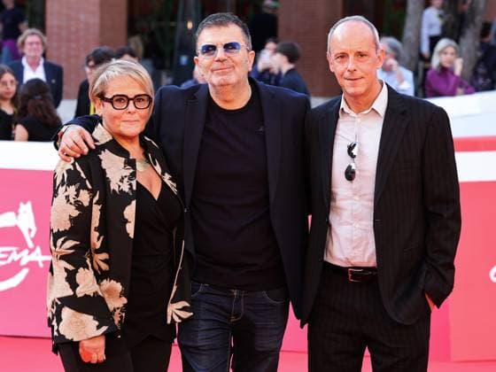 Rome Cinema Fest 2025, Day 2 - Red carpet for the film Bombolo - Core de Roma. Pictured: Stefano Calvagna, Stefania, and Alessandro Lechner  Copyright: xMarcoxProvvisionatox xipa-agency.netx xDxAvanzo Provvisionatox IPA_Agency_IPA66659796