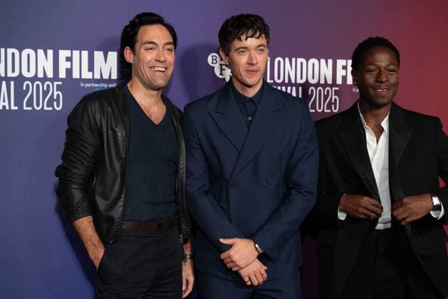 The BFI London Film Festival Gala of the UK premiere of WASTEMAN, taking place at VUE Leicester Square, London, UK on 16th October 2025. Alex Hassell, Tom Blyth, and David Jonsson at the BFI London Film Festival Gala of the UK premiere of WASTEMAN, taking place at VUE Leicester Square, London, UK on 16th October 2025., Credit:Oleksii Ovcharenko Avalon United Kingdom, London Copyright: xOleksiixOvcharenkox xAvalonx 1046019257