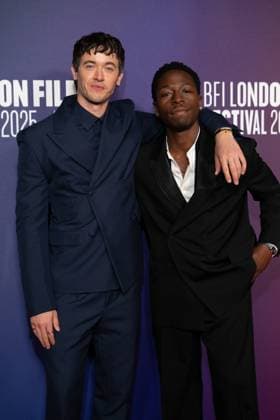 The BFI London Film Festival Gala of the UK premiere of WASTEMAN, taking place at VUE Leicester Square, London, UK on 16th October 2025. Tom Blyth and David Jonsson at the BFI London Film Festival Gala of the UK premiere of WASTEMAN, taking place at VUE Leicester Square, London, UK on 16th October 2025., Credit:Oleksii Ovcharenko Avalon United Kingdom, London  Copyright: xOleksiixOvcharenkox xAvalonx 1046019338