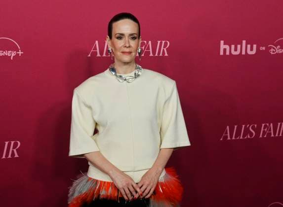 Cast member Sarah Paulson attends the world premiere of the Hulu original TV Series All s Fair at the DGA Theater in Los Angeles on Thursday, October 16, 2025. Storyline: Follows a successful divorce lawyer and the owner of an all-female law firm in Los Angeles.  LAP2025101619 JIMxRUYMEN