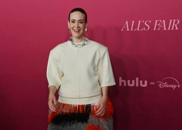 Cast member Sarah Paulson attends the world premiere of the Hulu original TV Series All s Fair at the DGA Theater in Los Angeles on Thursday, October 16, 2025. Storyline: Follows a successful divorce lawyer and the owner of an all-female law firm in Los Angeles.  LAP2025101623 JIMxRUYMEN