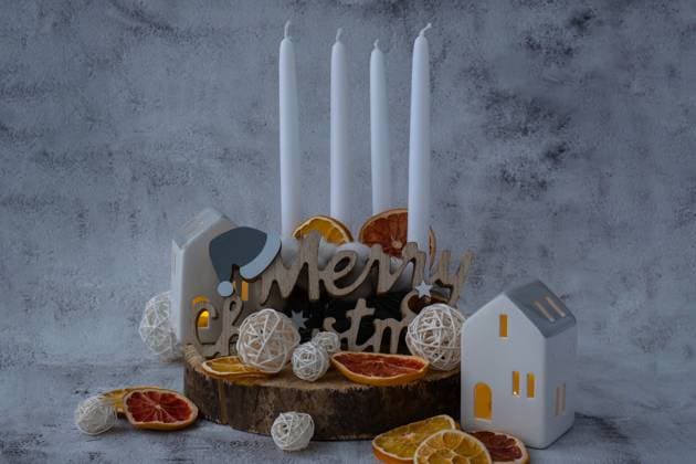 Step by step instruction of making handmade Christmas advent four weeks candle calendar. Female hands creating craft homemade decor. New year celebration. Winter holidays Step by step instruction of making handmade Christmas advent four weeks candle calendar. Female hands creating craft homemade decor. New year celebration. Winter holidays. Do it yourself, 60571506.jpg RECORD DATE NOT STATED