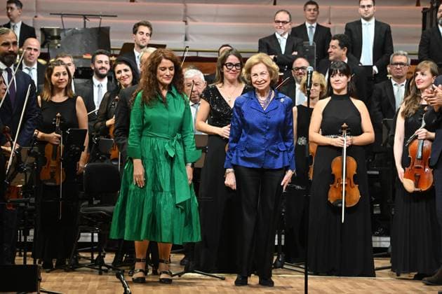 Queen Sofía attends the premiere of Metalepsis , by the Orquesta y Coro RTVE Queen Sofía during the premiere of Metalepsis , by the Orquesta y Coro RTVE, on October 17, 2025, in Madrid Spain REINA SOFIA RTVE ORQUESTA Y CORO MUSICA José Madrid Madrid Madrid Spain  Copyright: xJosÃ xOlivax 7034295