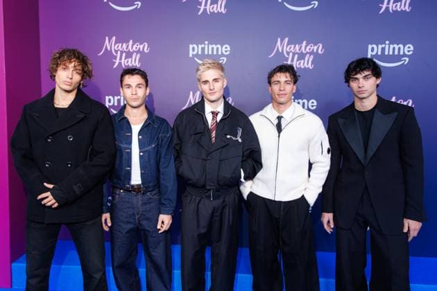 Amazon Premiere - Maxton Hall - Die Welt Zwischen Uns - Bene Schulz, Julian Braun, Luis Freitag, Tim Schaecker und Jacob Rott bei der Amazon Prime Serien Premiere Maxton Hall - Die Welt Zwischen Uns im Tempodrom am 17.10.2025 in Berlin. Copyright: xEventpressxKochanx