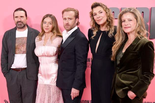 David Michod, Sydney Sweeney, Ben Foster, Mirrah Foulkes und Kerry Kohansky-Roberts bei der Premiere des Kinofilms Christy auf dem 69. BFI London Film Festival 2025 in der Royal Festival Hall. London, 17.10.2025