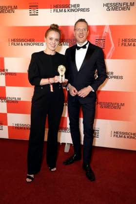 Julia von Heinz und Christoph Degen bei der 36. Verleihung des Hessischen Film- und Kinopreises 2025 in der Alten Oper. Frankfurt am Main, 17.10.2025