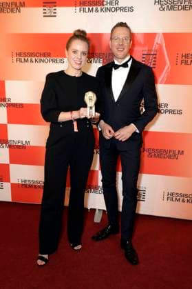 Julia von Heinz und Christoph Degen bei der 36. Verleihung des Hessischen Film- und Kinopreises 2025 in der Alten Oper. Frankfurt am Main, 17.10.2025