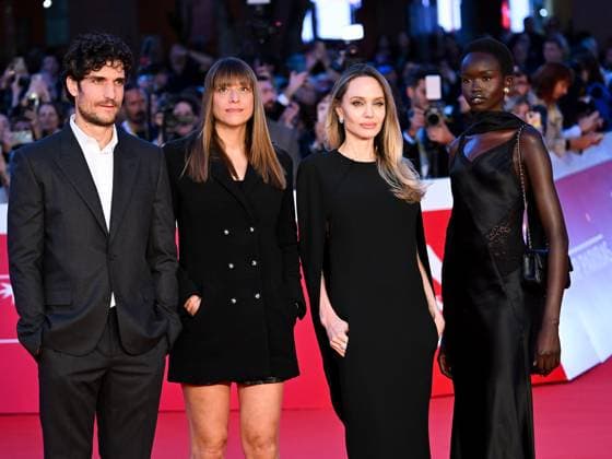 Rome Cinema Fest 2025, evening 4 - Red carpet for the film Couture. Pictured are Louis Garrel, Alice Winocour, Angelina Jolie, and Anyier Anei.  Copyright: xMaurizioxD Avanzox xipa-agency.netx xDxAvanzo Provvisionatox IPA_Agency_IPA66748085
