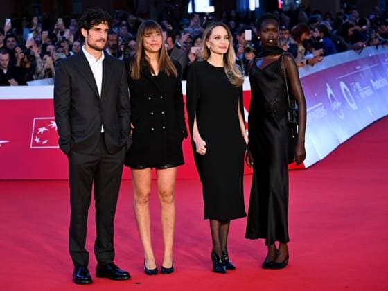 Rome Cinema Fest 2025, evening 4 - Red carpet for the film Couture. Pictured are Louis Garrel, Alice Winocour, Angelina Jolie, and Anyier Anei.  Copyright: xMaurizioxD Avanzox xipa-agency.netx xDxAvanzo Provvisionatox IPA_Agency_IPA66748088