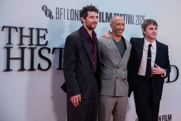The History of Sound Headline Gala at the 69th BFI London Film Festival at The Royal Festival Hall - 18 Oct 2025 (L-R) Josh O Connor, Director Oliver Hermanus and Paul Mescal attend The History of Sound Headline Gala at the 69th BFI London Film Festival at The Royal Festival Hall. London United Kingdom Copyright: xLoredanaxSangiulianox xSOPAxImagesx LSangiuliano-8565