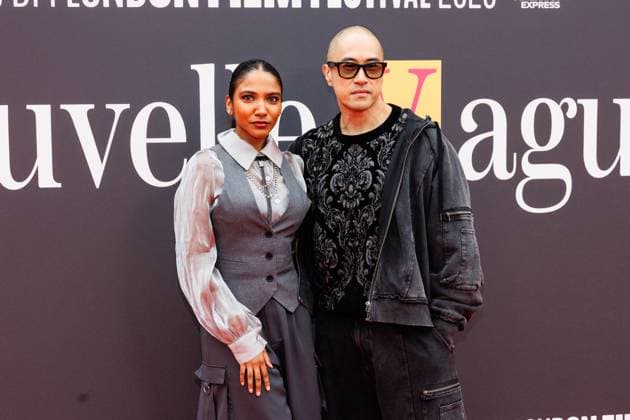 Premiere of Nouvelle Vague, BFI London Film Festival, London, UK, 18 October 2025. Sam Yo (right) and partner Hannah Frankson- BFI London Film Festival - Red carpet - Premiere of Nouvelle Vague - London, UK on 18th October 2025, Credit:Manuela Langotsch Avalon United Kingdom, London, Royal Festival Hall  Copyright: xManuelaxLangotschx xAvalonx 1046544222