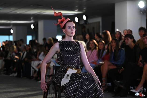 MELBOURNE FASHION WEEK 2025, A model walks the Opulent Tastes runway wearing a design by Lovaan during the Melbourne Fashion Week Media preview in Melbourne, Monday, October 20, 2025. ( NO ARCHIVING MELBOURNE VICTORIA AUSTRALIA  Copyright: xJAMESxROSSx 20251020191976177820