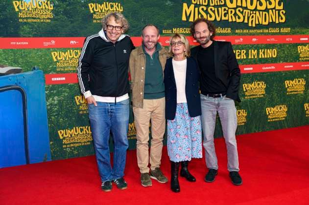 Marcus H. Rosenmüller, Florian Brückner, Gisela Schneeberger und Maximilian Schafroth bei der Premiere des Kinofilms Pumuckl und das große Missverständnis im Mathäser Filmpalast. München, 19.10.2025