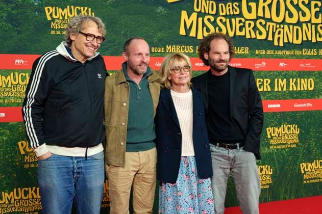 Marcus H. Rosenmüller, Florian Brückner, Gisela Schneeberger und Maximilian Schafroth bei der Premiere des Kinofilms Pumuckl und das große Missverständnis im Mathäser Filmpalast. München, 19.10.2025