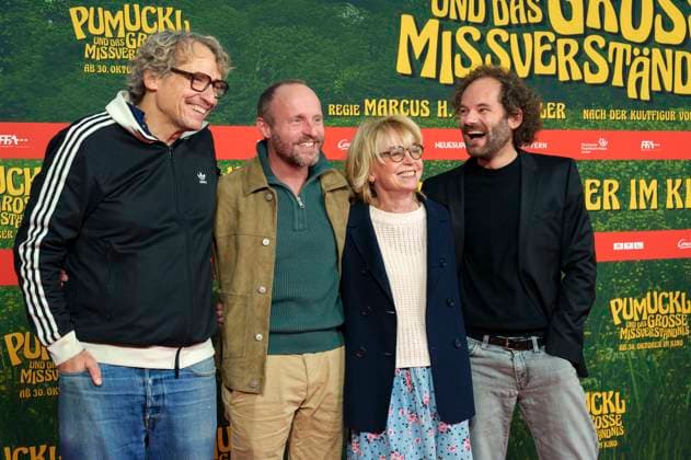 Marcus H. Rosenmüller, Florian Brückner, Gisela Schneeberger und Maximilian Schafroth bei der Premiere des Kinofilms Pumuckl und das große Missverständnis im Mathäser Filmpalast. München, 19.10.2025