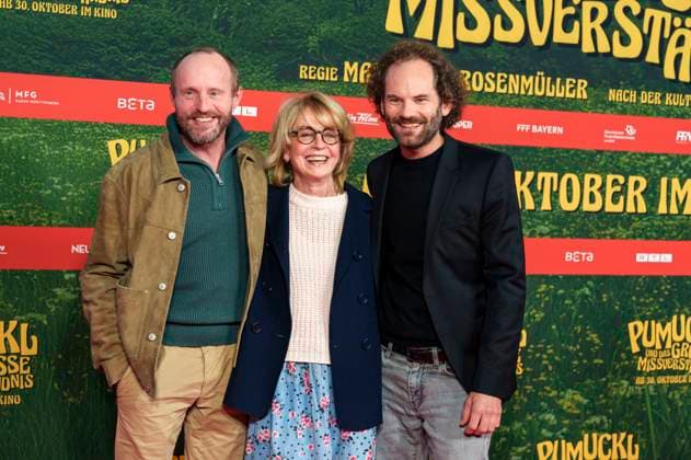 Florian Brückner, Gisela Schneeberger und Maximilian Schafroth bei der Premiere des Kinofilms Pumuckl und das große Missverständnis im Mathäser Filmpalast. München, 19.10.2025