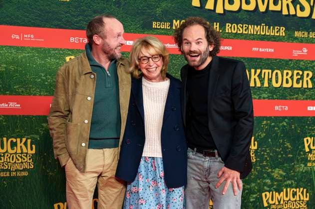 Florian Brückner, Gisela Schneeberger und Maximilian Schafroth bei der Premiere des Kinofilms Pumuckl und das große Missverständnis im Mathäser Filmpalast. München, 19.10.2025