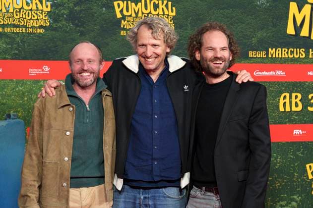 Florian Brückner, Marcus H. Rosenmüller und Maximilian Schafroth bei der Premiere des Kinofilms Pumuckl und das große Missverständnis im Mathäser Filmpalast. München, 19.10.2025