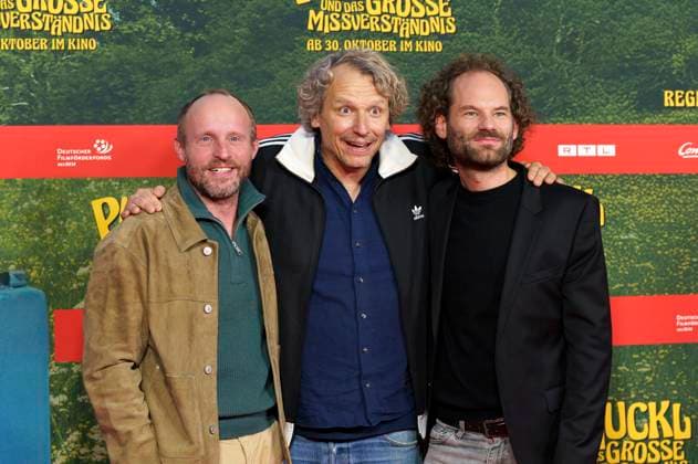 Florian Brückner, Marcus H. Rosenmüller und Maximilian Schafroth bei der Premiere des Kinofilms Pumuckl und das große Missverständnis im Mathäser Filmpalast. München, 19.10.2025