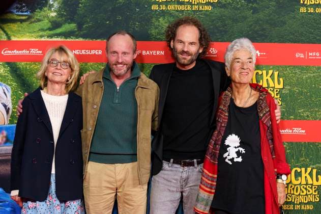 Gisela Schneeberger, Florian Brückner, Maximilian Schafroth und Barbara von Johnson bei der Premiere des Kinofilms Pumuckl und das große Missverständnis im Mathäser Filmpalast. München, 19.10.2025