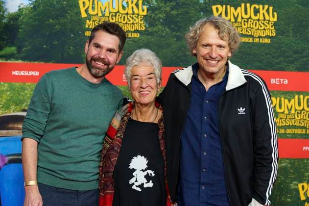 Korbinian Dufter, Barbara von Johnson und Marcus H. Rosenmüller bei der Premiere des Kinofilms Pumuckl und das große Missverständnis im Mathäser Filmpalast. München, 19.10.2025