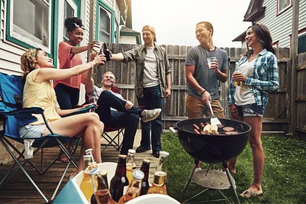Friends, cheers and beer in backyard with bbq for social event, party or celebration with talking in home. People, drinking alcohol and toast with relax, conversation or diversity at barbecue reunion Friends, cheers and beer in backyard with bbq for social event, party or celebration with talking in home. People, drinking alcohol and toast with relax, conversation or diversity at barbecue reunion., model released, , 59856106.jpg RECORD DATE NOT STATED