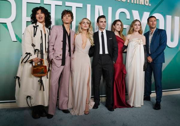 Cast members Sam Morelos, Mason Thames, Mckenna Grace, Dave Franco, Allison Williams, Willa Fitzgerald and Scott Eastwood (L-R) gather for a photo-op during the premiere of the motion picture romantic drama Regretting You at Paramount Studios in Los Angeles on Monday, October 20, 2025. Storyline: Centers on the strained relationship between young mother Morgan Grant and her teenage daughter Clara, exacerbated by Morgan s husband Chris s tragic death, forcing them to navigate life s challenges together.  LAP2025102039 JIMxRUYMEN