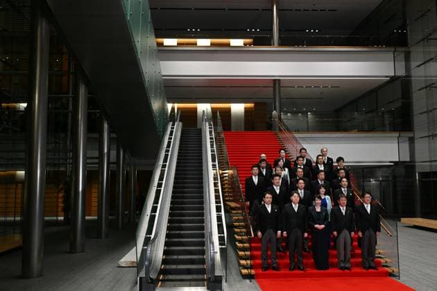 Cabinet meeting of Japan s Prime Minister Sanae Takaichi in Tokyo TOKYO, JAPAN - OCTOBER 21: (----EDITORIAL USE ONLY - MANDATORY CREDIT - AFP PHILIP FONG POOL - NO MARKETING NO ADVERTISING CAMPAIGNS - DISTRIBUTED AS A SERVICE TO CLIENTS----) Japan s new Prime Minister Sanae Takaichi (front C) poses during a photo session with members of her cabinet at the prime minister s office in Tokyo on October 21, 2025. Philip Fong Pool AFP Anadolu Tokyo Japan. Editorial use only. Please get in touch for any other usage.  Copyright: x2025xAnadoluxPhilipxFongx Poolx xAFPx