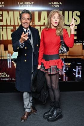 La Femme La Plus Riche Du Monde Premiere Vincent Darre and Arielle Dombasle attending the La Femme La Plus Riche Du Monde Premiere at the UGC Cine Cite Les Halles in Paris, France on October 21, 2025. Photo by Aurore Marechal ABACAPRESS.COM Paris France  Copyright: xMarechalxAurore ABACAx