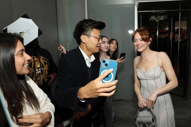 New York premiere of Focus Features Bugonia at the The Museum of Modern Art Featuring: Emma Stone with Fans Where: Brooklyn, New York, United States When: 21 Oct 2025 Credit: Marion Curtis StarPix for Focus Features INSTARimages EDITORIAL USE ONLY. NOT FOR USE BY NEWSPAPERS BASED IN THE UK. Copyright: xx instar55200166