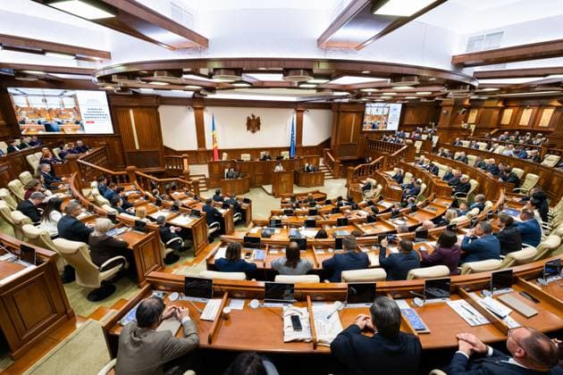MOLDOVA, CHISINAU - OCTOBER 22, 2025: The inaugural session of the 12th parliament of Moldova. Vadim Denisov TASS  85050188