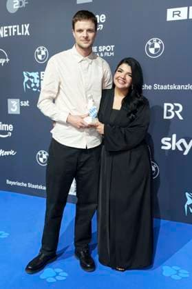 David Seeberg und Cerin Eldor bei der Verleihung vom Blauer Panther - TV & Streaming Award 2025 in der BMW Welt. München, 22.10.2025
