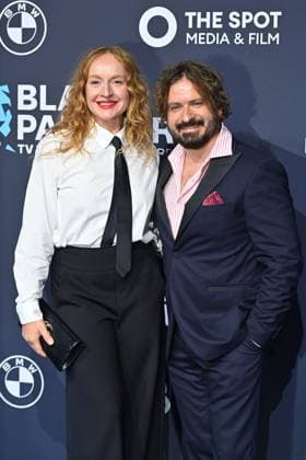 Brigitte Hobmeier und Daniel Christensen, Roter Teppich,Blauer Panther TV und Streaming Award 2025 am 22.10.2025 in der BMW Welt Muenchen.
