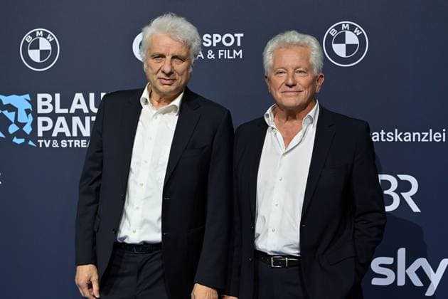 v.li:Udo Wachtveitl., Miroslav Nemec, Roter Teppich,Blauer Panther TV und Streaming Award 2025 am 22.10.2025 in der BMW Welt Muenchen.
