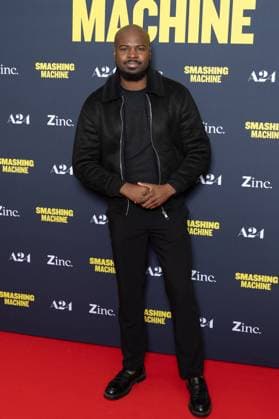Smashing Machine Paris Film Premiere Junior Bouaka aka Junior TV attends Smashing Machine Paris Film Premiere at Pathe BNP Paribas on October 23, 2025 in Paris, France. Photo by Nasser Berzane ABACAPRESS.COM Paris France  Copyright: xBerzanexNasser ABACAx
