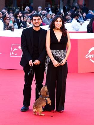 Rome Cinema Fest 2025, evening 11 - Red Carpet for the film Tienimi Presente. Pictured is Alberto Palmiero with Jonny the Dog and Gaia Nugnes.  Copyright: xMarcoxProvvisionatox xipa-agency.netx xDxAvanzo Provvisionatox IPA_Agency_IPA67016941