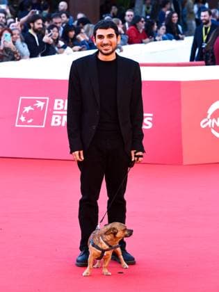 Rome Cinema Fest 2025, evening 11 - Red Carpet for the film Tienimi Presente. Pictured: Alberto Palmiero with his dog Jonny.  Copyright: xMarcoxProvvisionatox xipa-agency.netx xDxAvanzo Provvisionatox IPA_Agency_IPA67016922