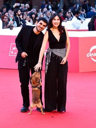 Rome: Rome Cinema Fest 2025, evening 11 - Red Carpet for the film Tienimi Presente. Pictured is Alberto Palmiero with Jonny the Dog and Gaia Nugnes. Rome  - ZUMAp169 20251024_zea_p169_698 Copyright: xMarcoxProvvisionatox