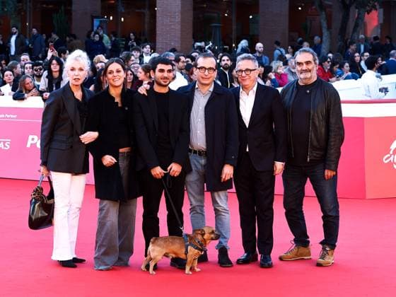 Rome Cinema Fest 2025, evening 11 - Red Carpet for the film Tienimi Presente. Pictured is Alberto Palmiero with his dog Jonny and Paolo Del Brocco.  Copyright: xMarcoxProvvisionatox xipa-agency.netx xDxAvanzo Provvisionatox IPA_Agency_IPA67017018