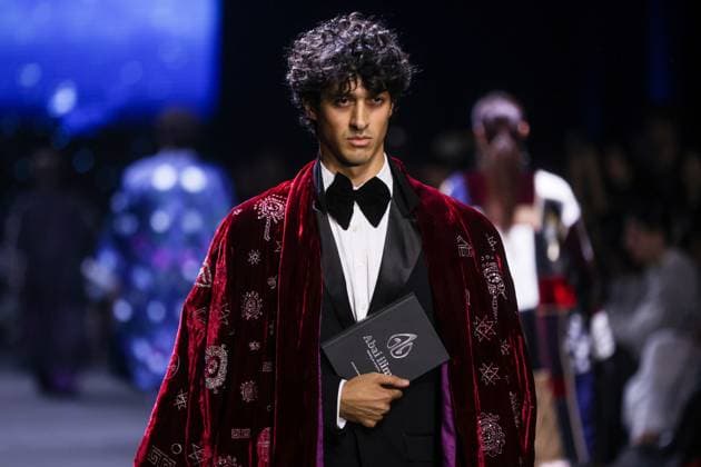 ARMENIA, YEREVAN - OCTOBER 24, 2025: A man models creations during a runway show for ZhSaken x Akmaral, a Kazakh fashion brand collaboration, as part of Yerevan Fashion Week 2025 at the Meridian Expo and Event Centre. Alexander Patrin TASS  85115198