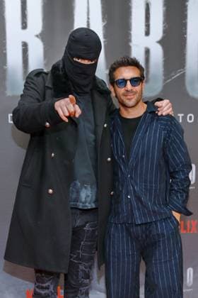 24.10.2025, Aykut Anhan aka Haftbefehl, Elyas MÕBarek zur Netflix Premiere von Babo Ð Die Haftbefehl-Story, Astor Film Lounge, Berlin, Berlin