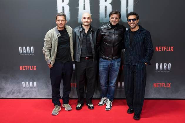 Babo, Premiere in der Astor Film Lounge, Berlin, 24.10.2025 Paco-Luca Nitsche, Sinan Sevinc, Juan Moreno und Elyas M Barek bei der Premiere des Netflix Films Babo in der Astor Film Lounge Berlin am 24.10.2025. Berlin Astor Film Lounge Copyright: xBenxKriemannx