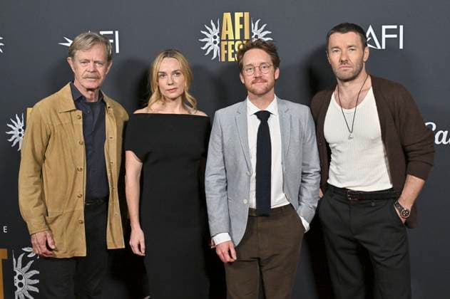 William H. Macy, Kerry Condon, Clint Bentley und Joel Edgerton bei der Premiere des Kinofilms Train Dreams auf dem 39. AFI Fest 2025 im TCL Chinese 6 Theatre. Los Angeles, 26.10.2025