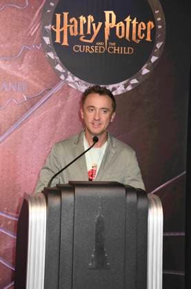 NEW YORK, NY- OCTOBER 27: Tom Felton Lights the Empire State Building to celebrate his Broadway debut when he returns to same iconic role now on stage in Harry Potter and the Cursed Child on October 27, 2025 in New York City. Copyright: xmpi099x