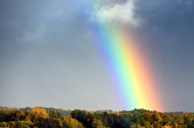October 27, 2025, Mnichovo Hradiste, Czech Republic: A rainbow stands above the Bohemian Paradise near the city of Mnichovo Hradiste in the Czech Republic. Meteorologists predict mixed precipitation in the coming days, with snow at elevations above 1000m and temperatures around 0Â°C. Mnichovo Hradiste Czech Republic - ZUMAr156 20251027_aap_r156_001 Copyright: xSlavekxRutax