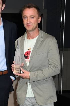 NEW YORK, NY- OCTOBER 27: Tom Felton Lights the Empire State Building to celebrate his Broadway debut when he returns to same iconic role now on stage in Harry Potter and the Cursed Child on October 27, 2025 in New York City. Copyright: xMediaPunchx