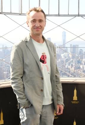 NEW YORK, NY- OCTOBER 27: Tom Felton Lights the Empire State Building to celebrate his Broadway debut when he returns to same iconic role now on stage in Harry Potter and the Cursed Child on October 27, 2025 in New York City. Copyright: xMediaPunchx