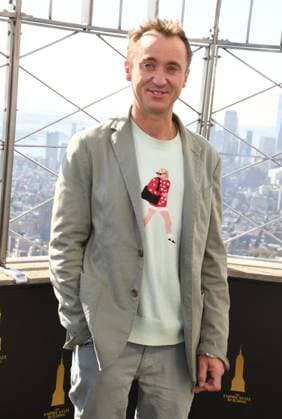 NEW YORK, NY- OCTOBER 27: Tom Felton Lights the Empire State Building to celebrate his Broadway debut when he returns to same iconic role now on stage in Harry Potter and the Cursed Child on October 27, 2025 in New York City. Copyright: xMediaPunchx
