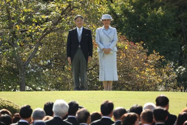 October 28, 2025: Emperor Naruhito and Empress Masako attend an autumn garden party at the Akasaka Imperial Gardens. The Imperial Household Agency released a list of 1,777 invitees, which included meritorious individuals, local government officials, and their spouses. - ZUMAm191 20251028_aap_m191_017 Copyright: xRodrigoxReyesxMarinx